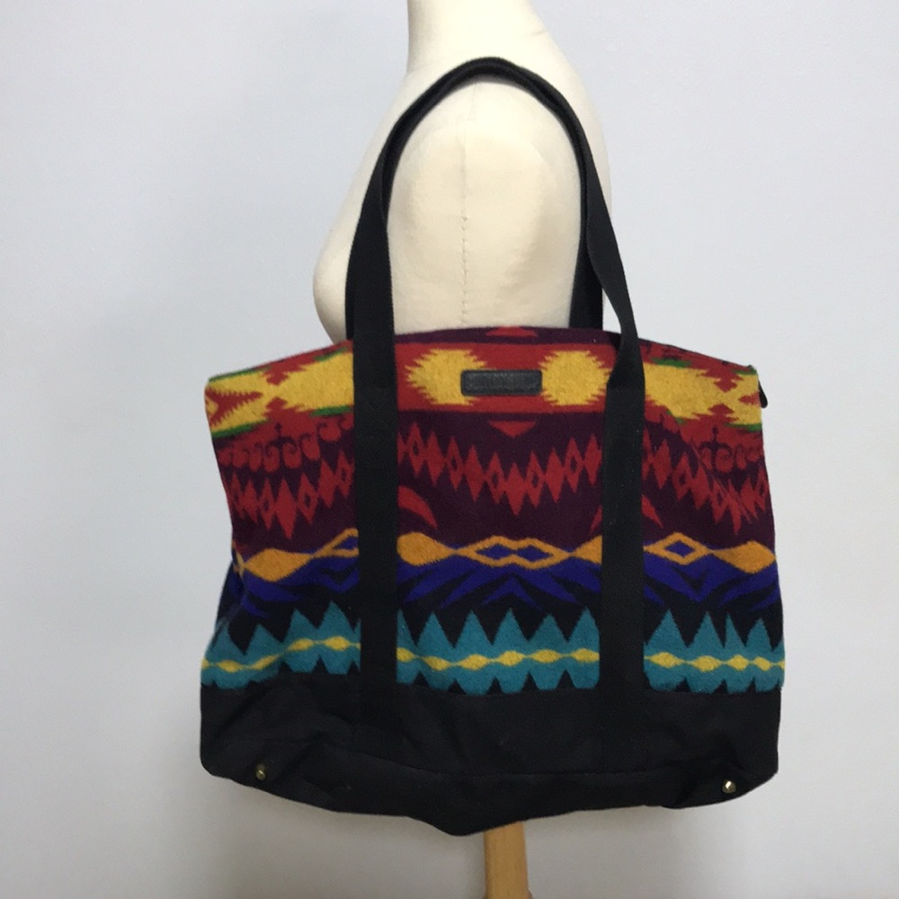 Pendleton wool saddle blanket tote duffel bag rodeo country NFR cowgirl EUC - Picture 6 of 12